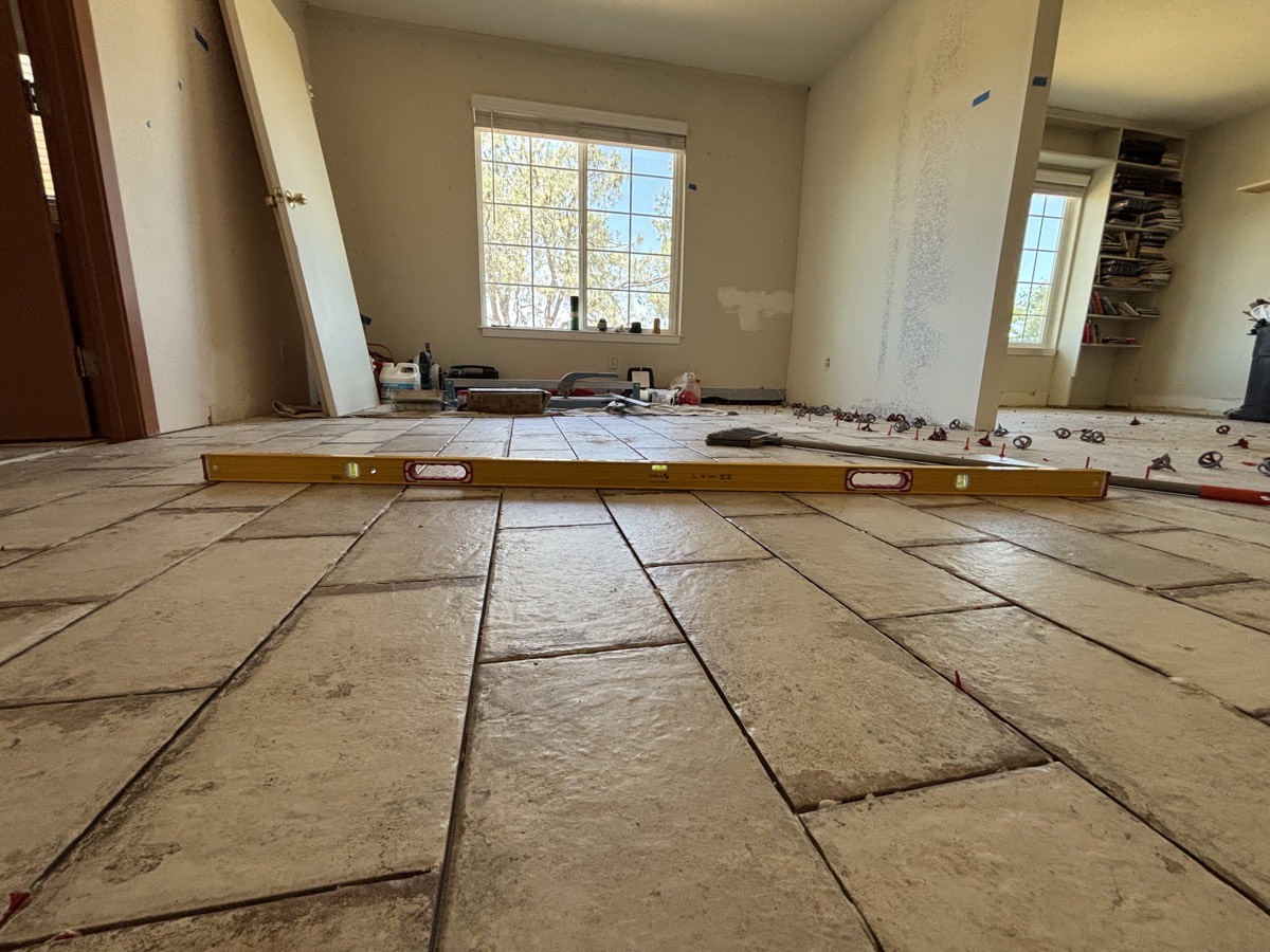 Perfectly flat tile surface installation Sacramento licensed contractor